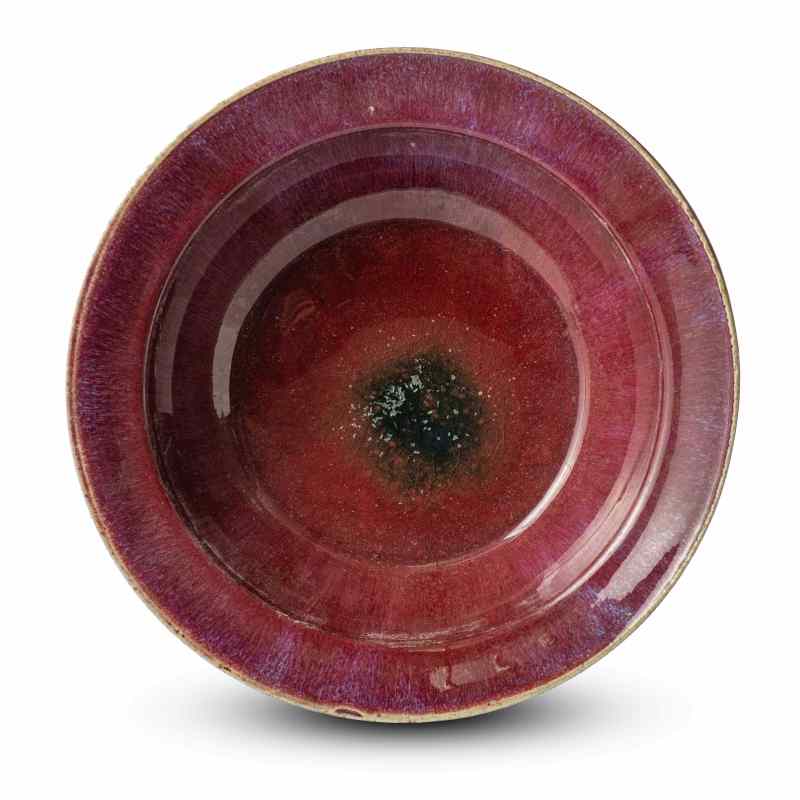 A deep flambé-glazed dish