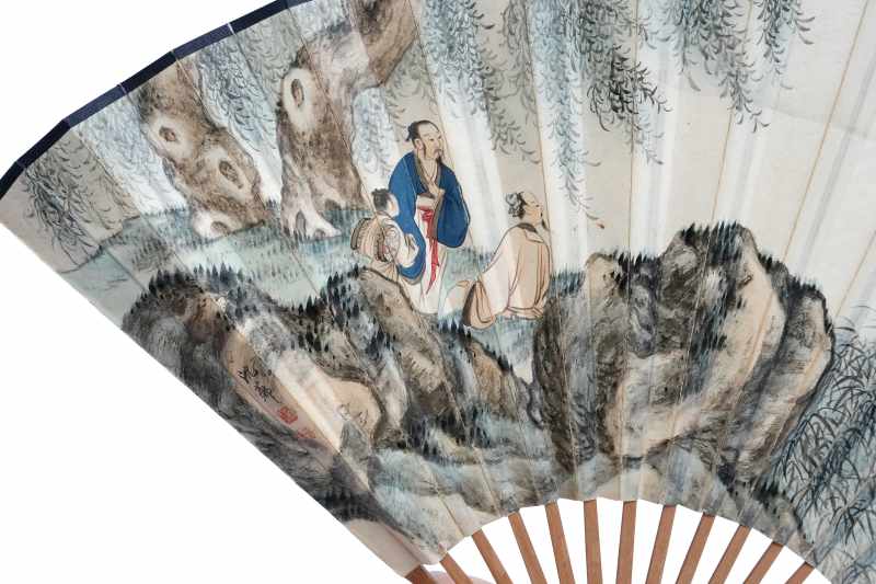 Three hand-painted paper fans - 图6