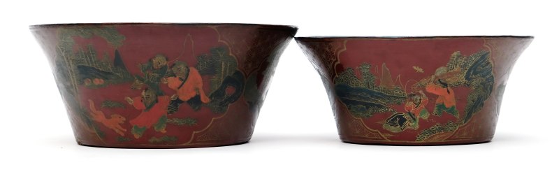 A Scholar's desk tray, three lacquerware bowls and a box with inlaid stone cover - 图9