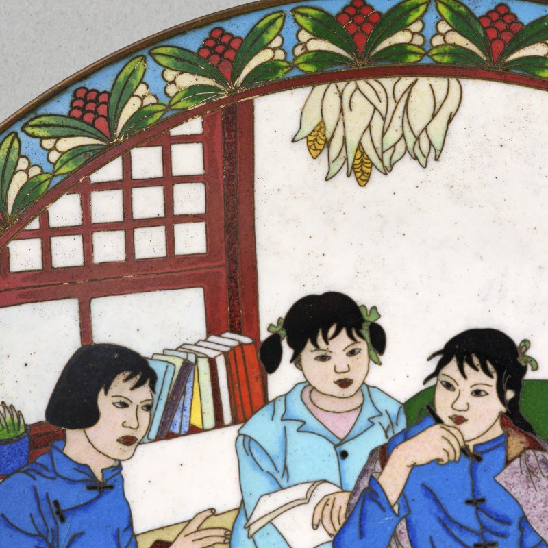 20世纪60年代 “学习进步”景泰蓝盘 - 图4