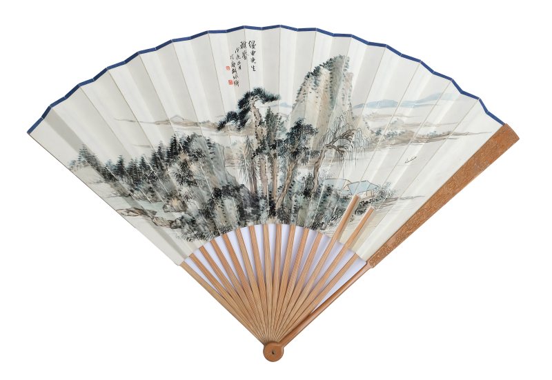 Three hand-painted paper fans - 图7