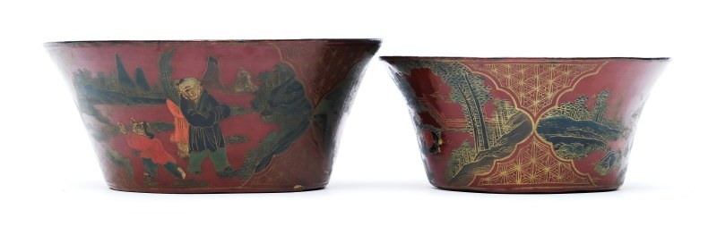 A Scholar's desk tray, three lacquerware bowls and a box with inlaid stone cover - 图10