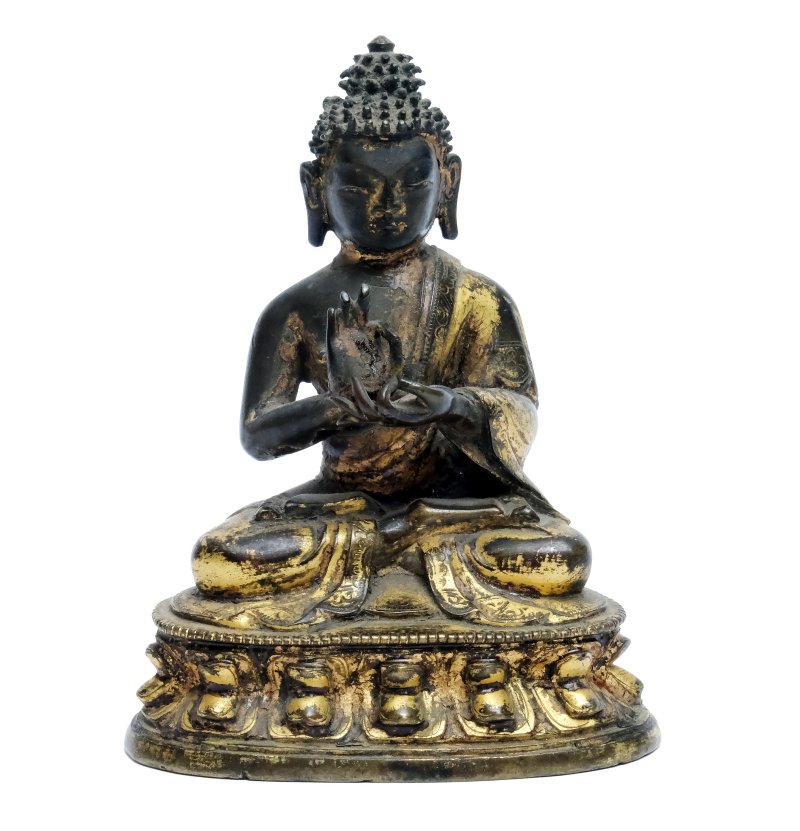 A gilt-bronze figure of Buddha Shakyamuni