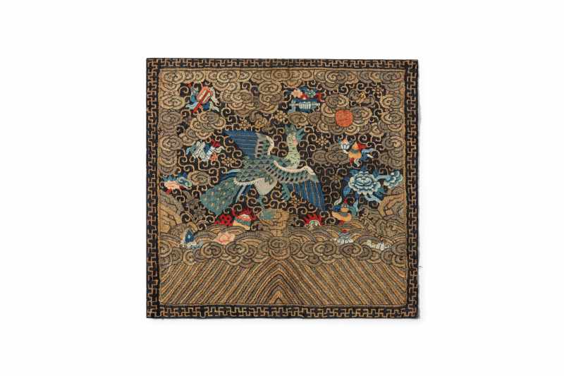 A pair of silk kesi ‘peacock’ rank badges - 图2