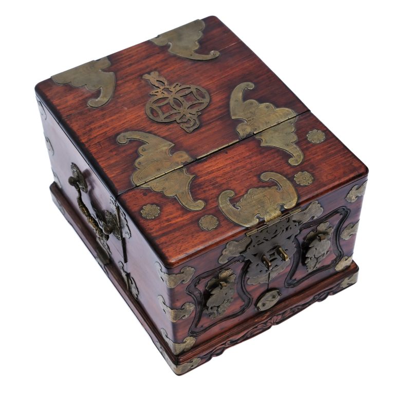 A hardwood brass-mounted jewellery box - 图4