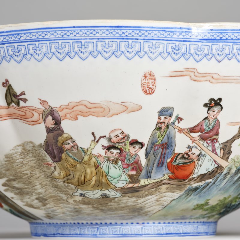20世纪80年代 粉彩八仙人物祝寿大碗 - 图13