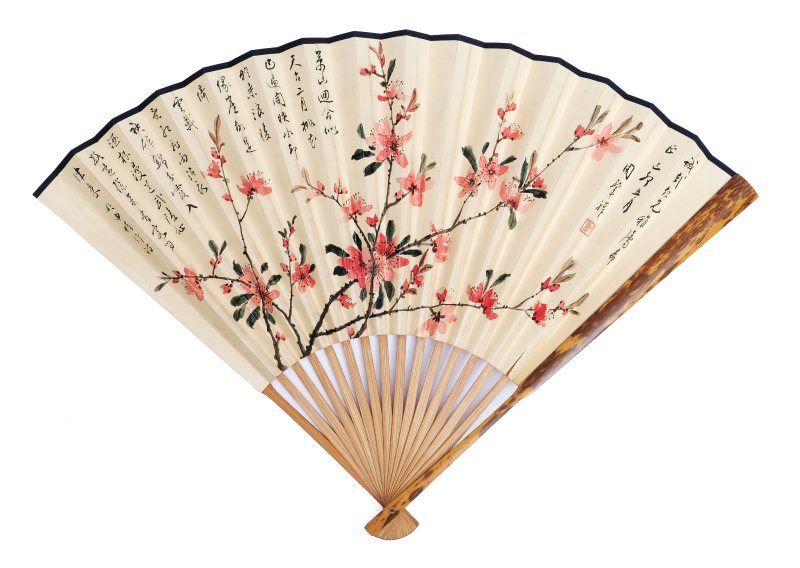 Three hand-painted paper fans - 图12