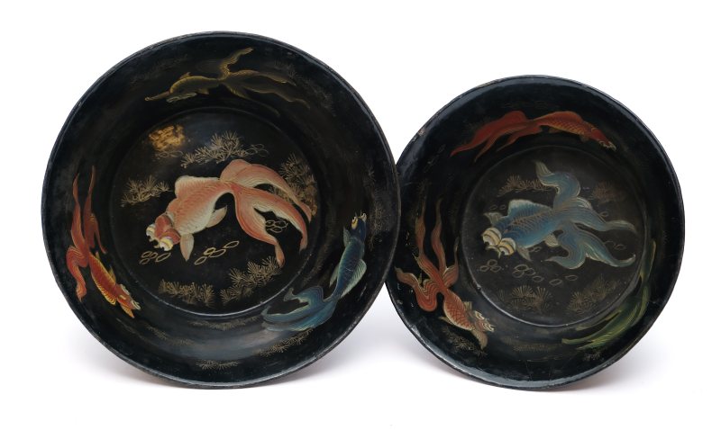 A Scholar's desk tray, three lacquerware bowls and a box with inlaid stone cover - 图14
