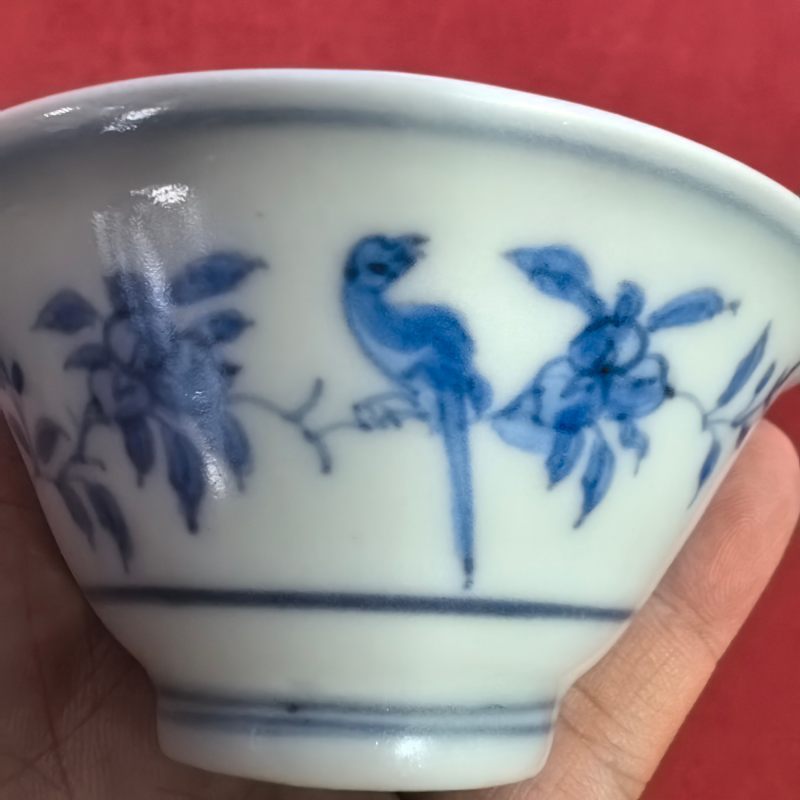 明中期 青花花鸟纹杯 - 图10