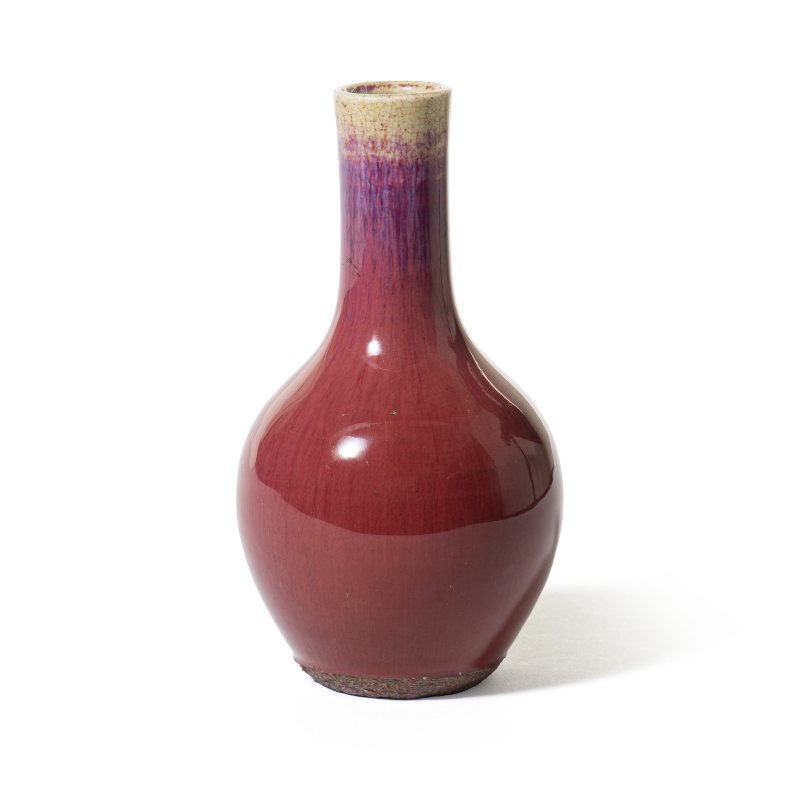 A flambé-glazed bottle vase