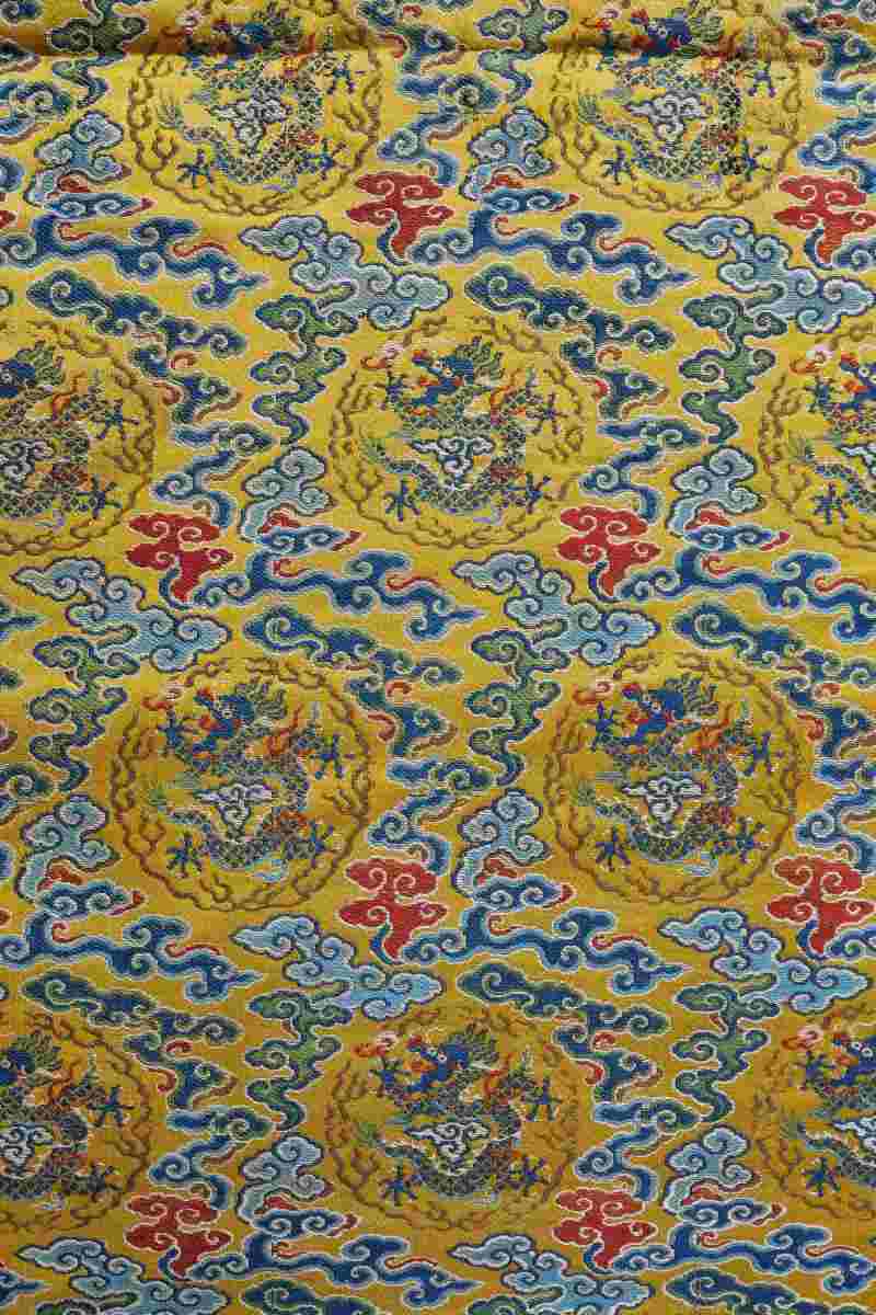 A pair of yellow-ground silk bolt yardages - 图2