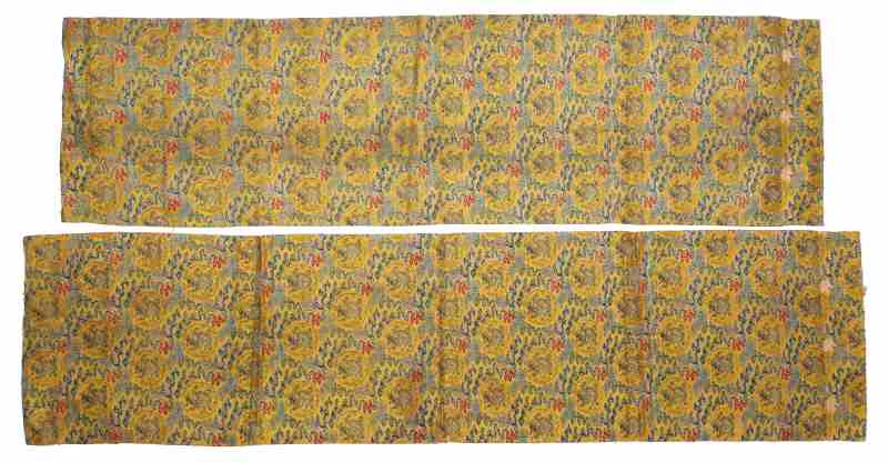 A pair of yellow-ground silk bolt yardages - 图7