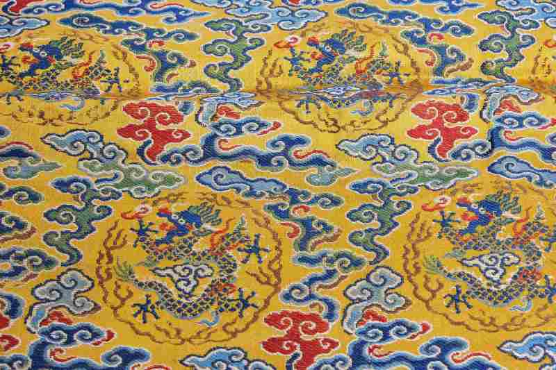 A pair of yellow-ground silk bolt yardages - 图6