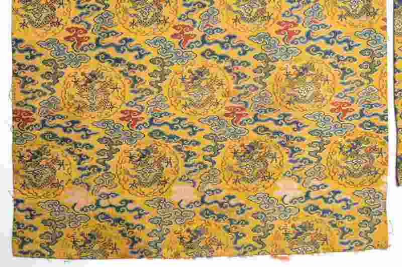 A pair of yellow-ground silk bolt yardages - 图9