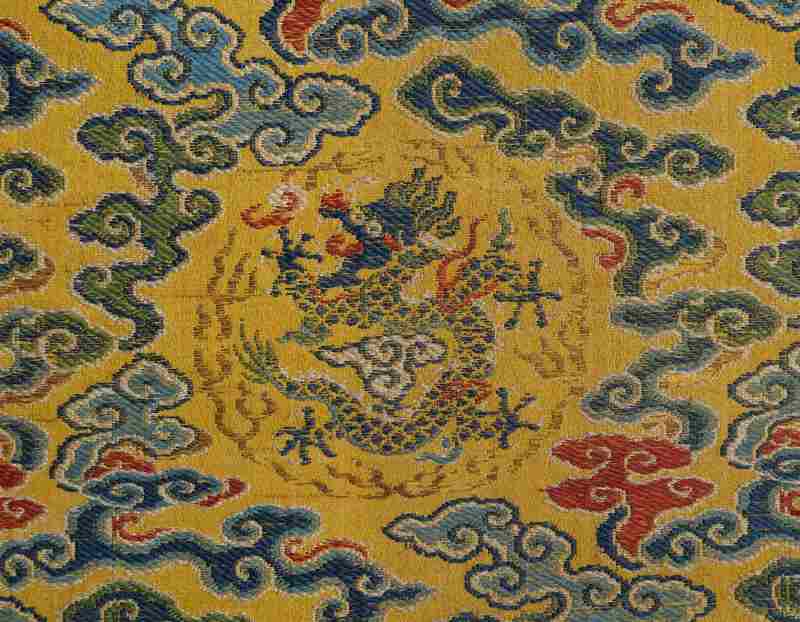 A pair of yellow-ground silk bolt yardages - 图12