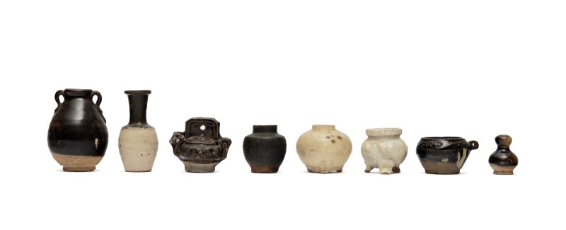 A group of eight Cizhou glazed pottery miniature vessels