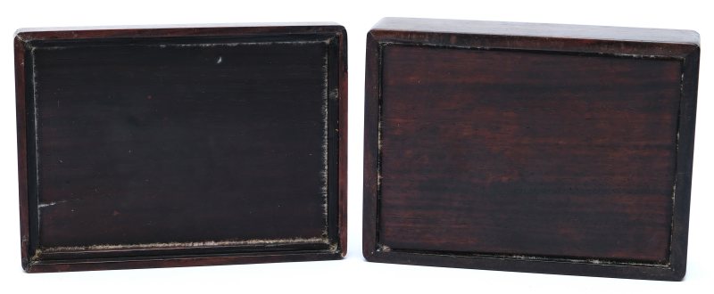 A Scholar's desk tray, three lacquerware bowls and a box with inlaid stone cover - 图24