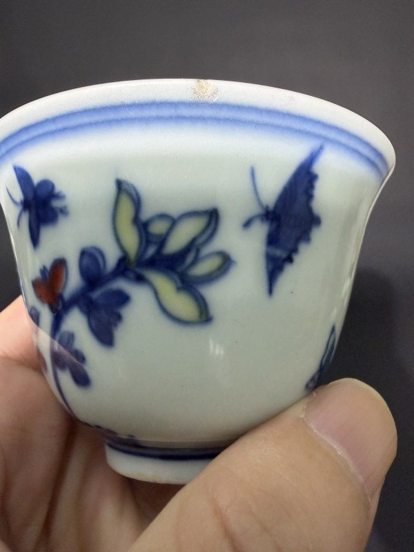 明末清初 斗彩“蝶恋花”纹仰钟式杯 - 图15