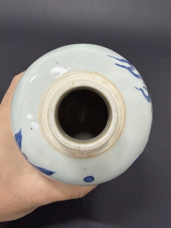 明末清初 青花麒麟芭蕉纹小罐 - 图8