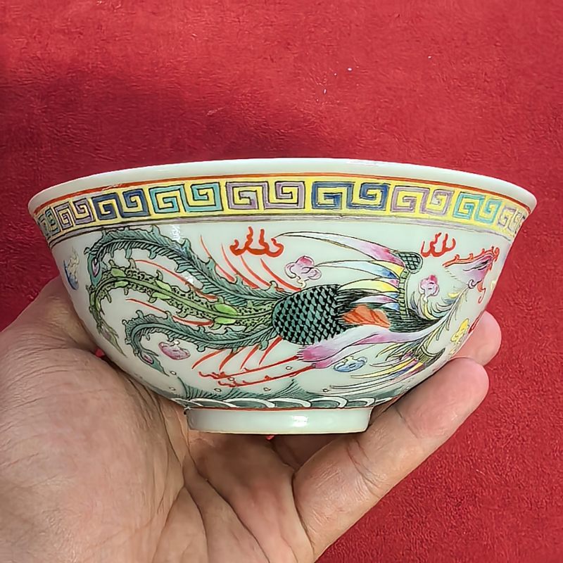 清晚期-民国 粉彩龙凤呈祥图碗 - 图8