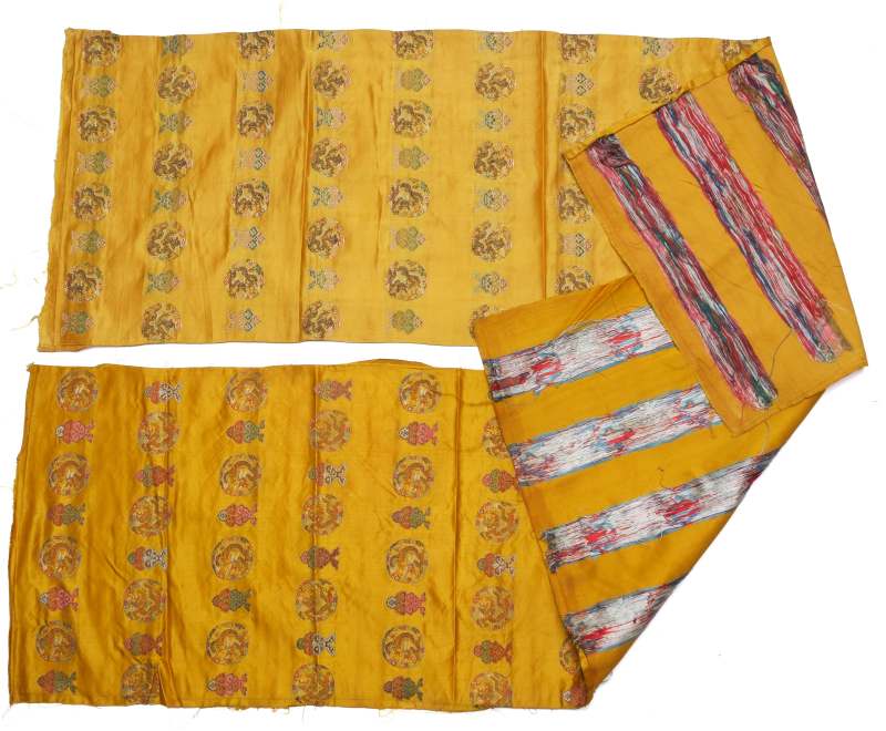 Six yellow-ground silk brocade panels - 图10