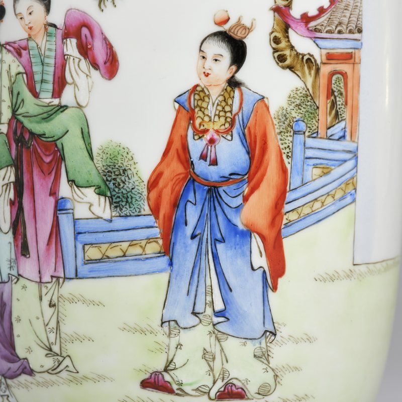 20世纪60-70年代 粉彩红楼梦故事瓶一对 - 图9