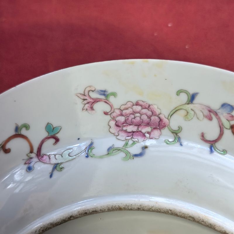 清光绪 矾红墨彩花鸟纹盘 - 图8