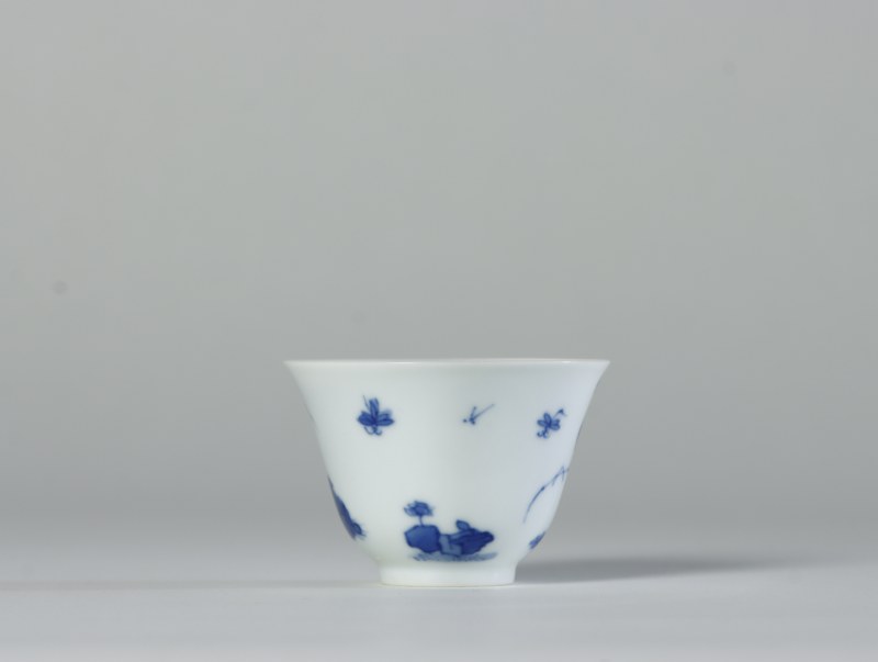 清康熙 青花花卉纹杯 - 图3