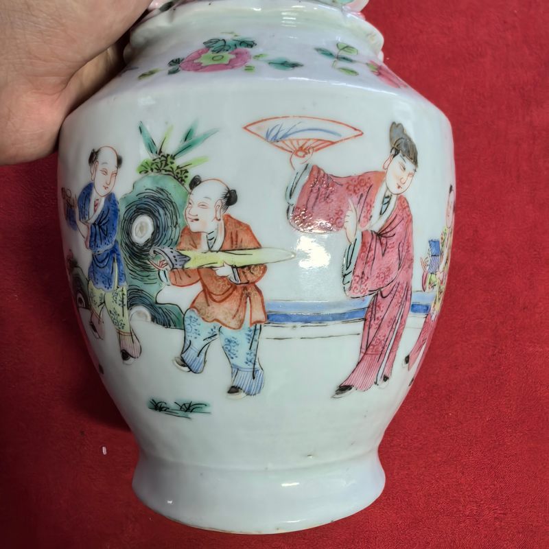 清中晚期 粉彩堆塑螭龙耳赏瓶 - 图9