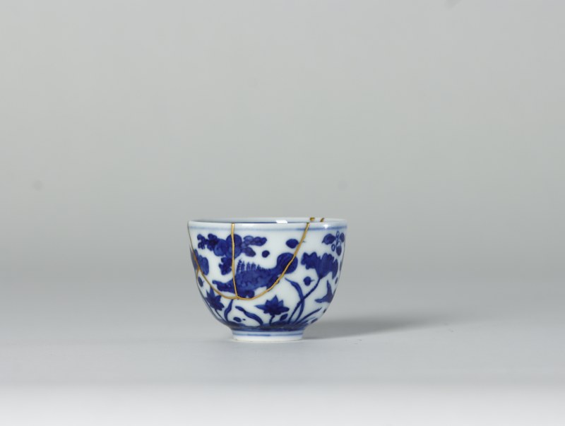 明嘉靖 青花鱼藻纹小杯 - 图4