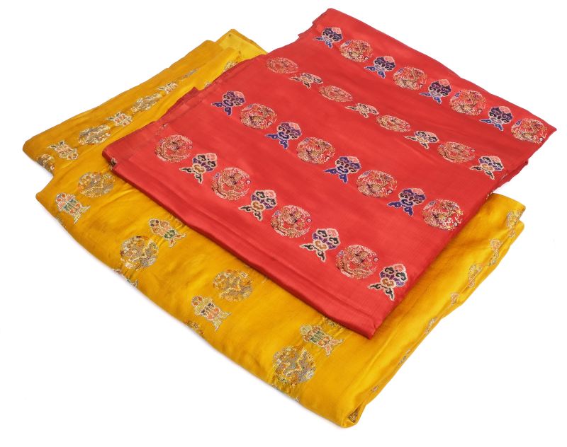 Two silk brocade panels