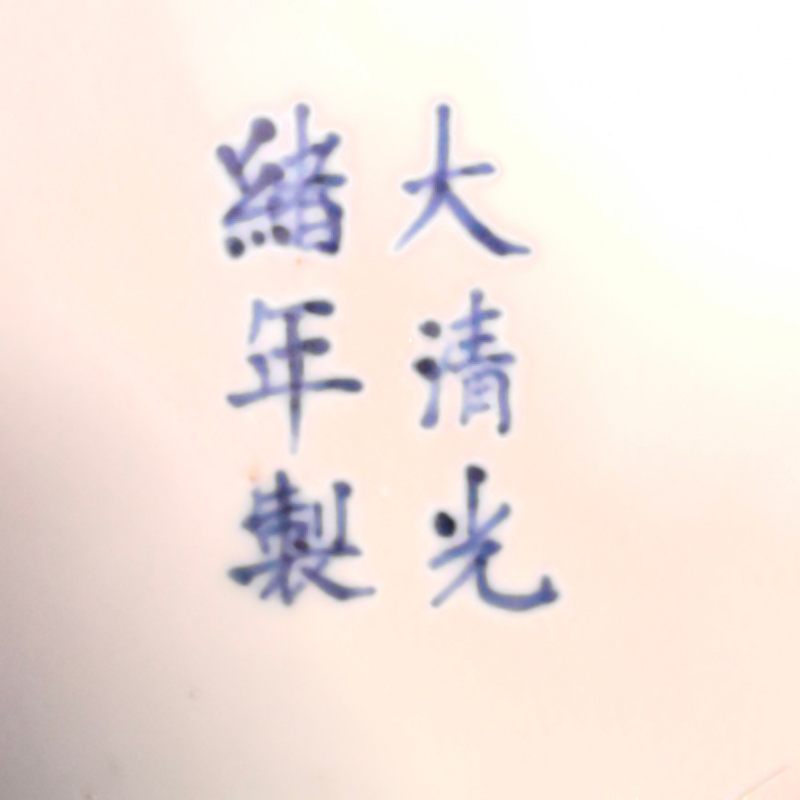 清光绪 矾红墨彩花鸟纹盘 - 图10