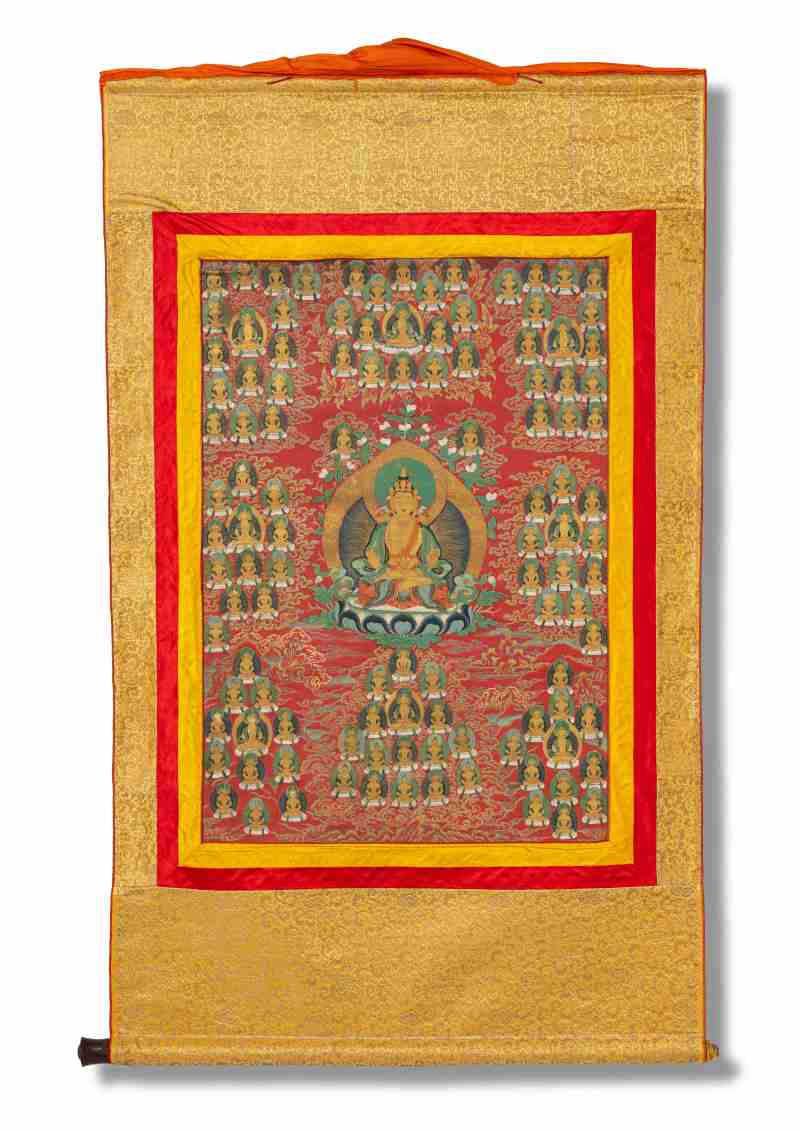 A Thangka Depicting Bhāiṣajyaguru and the Assembly of One Thousand Buddhas