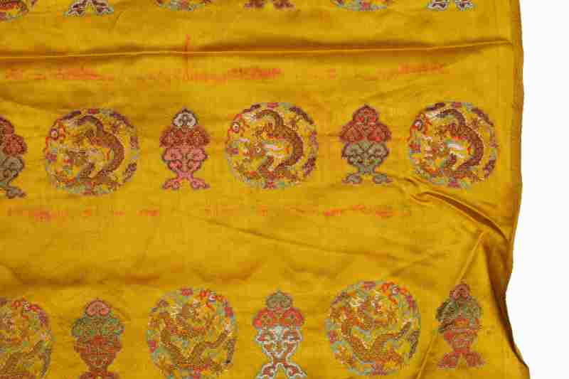 Six yellow-ground silk brocade panels - 图22