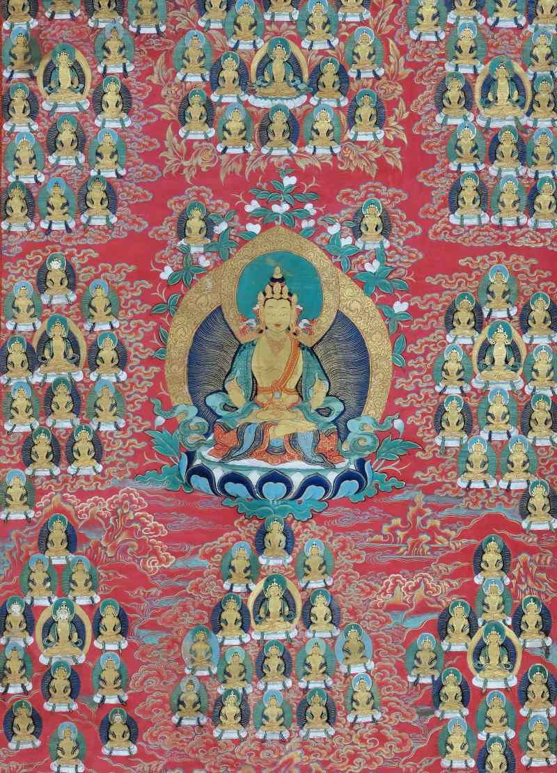A Thangka Depicting Bhāiṣajyaguru and the Assembly of One Thousand Buddhas - 图2