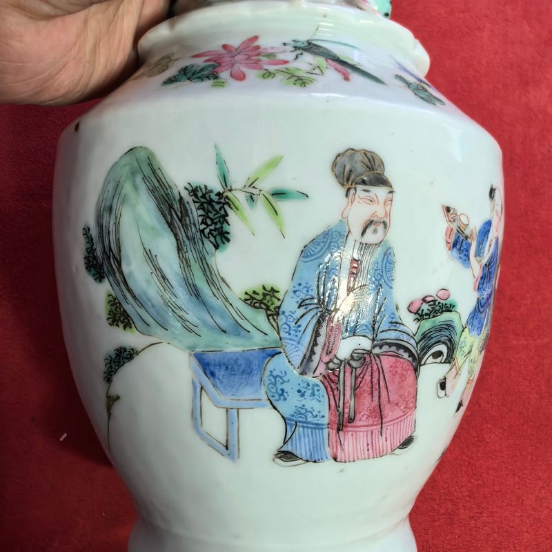 清中晚期 粉彩堆塑螭龙耳赏瓶 - 图11
