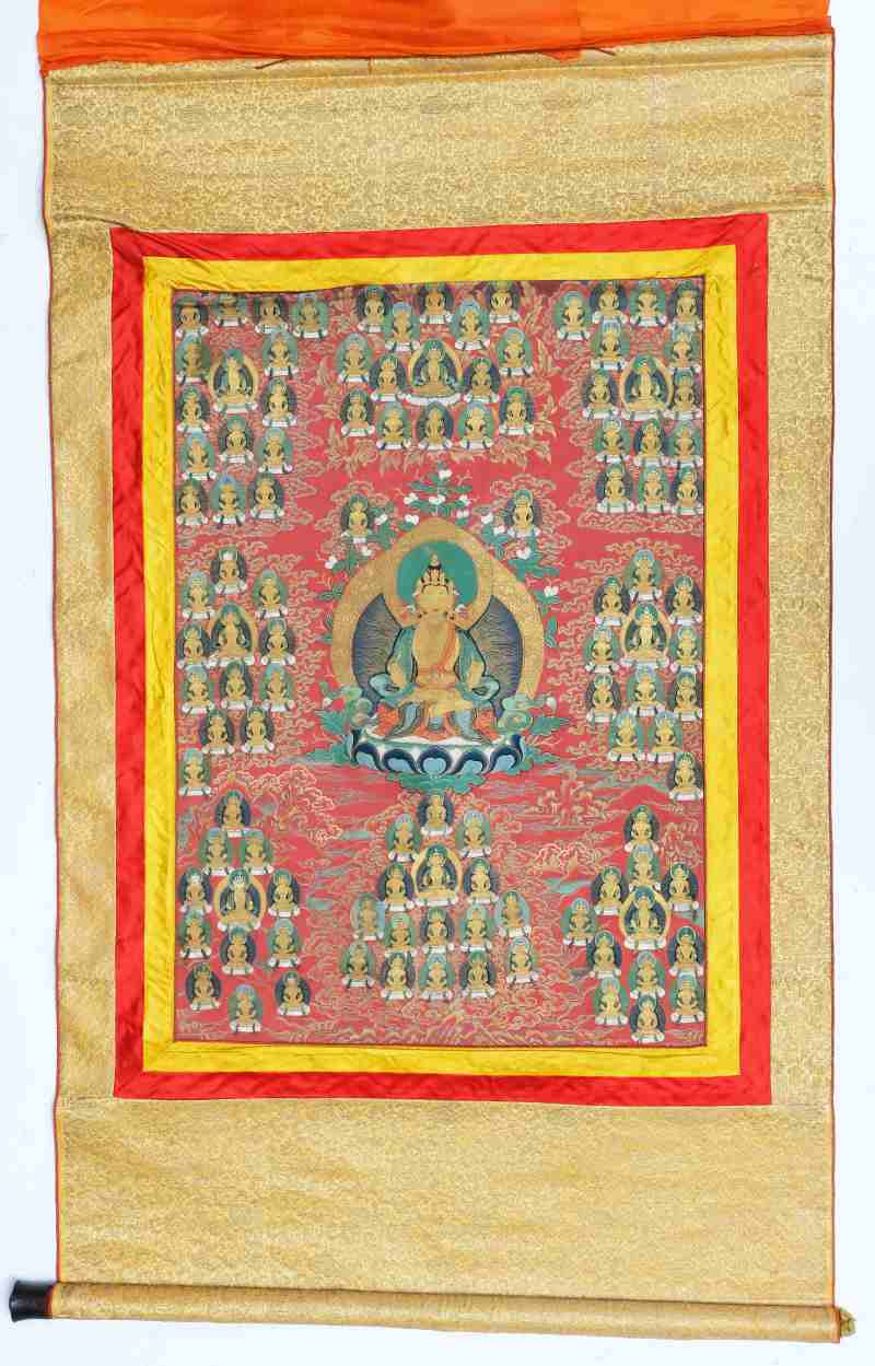 A Thangka Depicting Bhāiṣajyaguru and the Assembly of One Thousand Buddhas - 图4