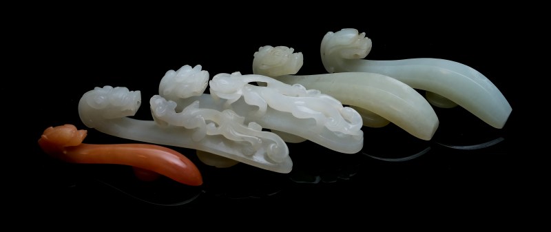 Five jade and agate belt hooks - 图2