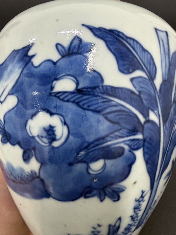 明末清初 青花麒麟芭蕉纹小罐 - 图15