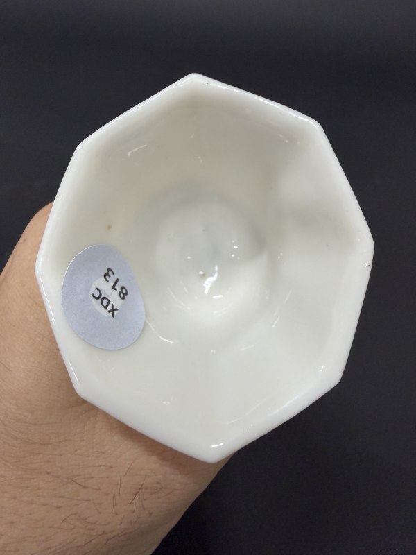明末清初 德化白釉诗文八方角杯 - 图4
