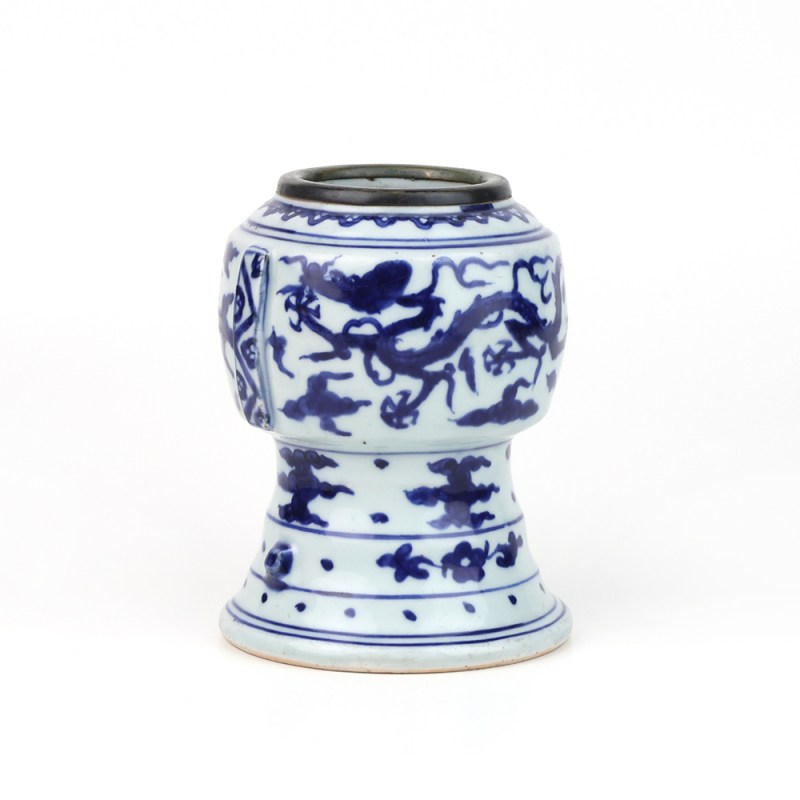 明嘉靖 青花龙纹出戟尊 - 图3
