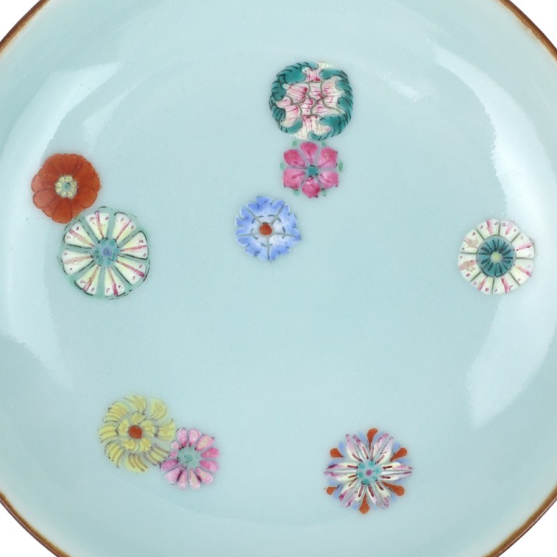 清乾隆 青釉粉彩皮球花纹盘 - 图5