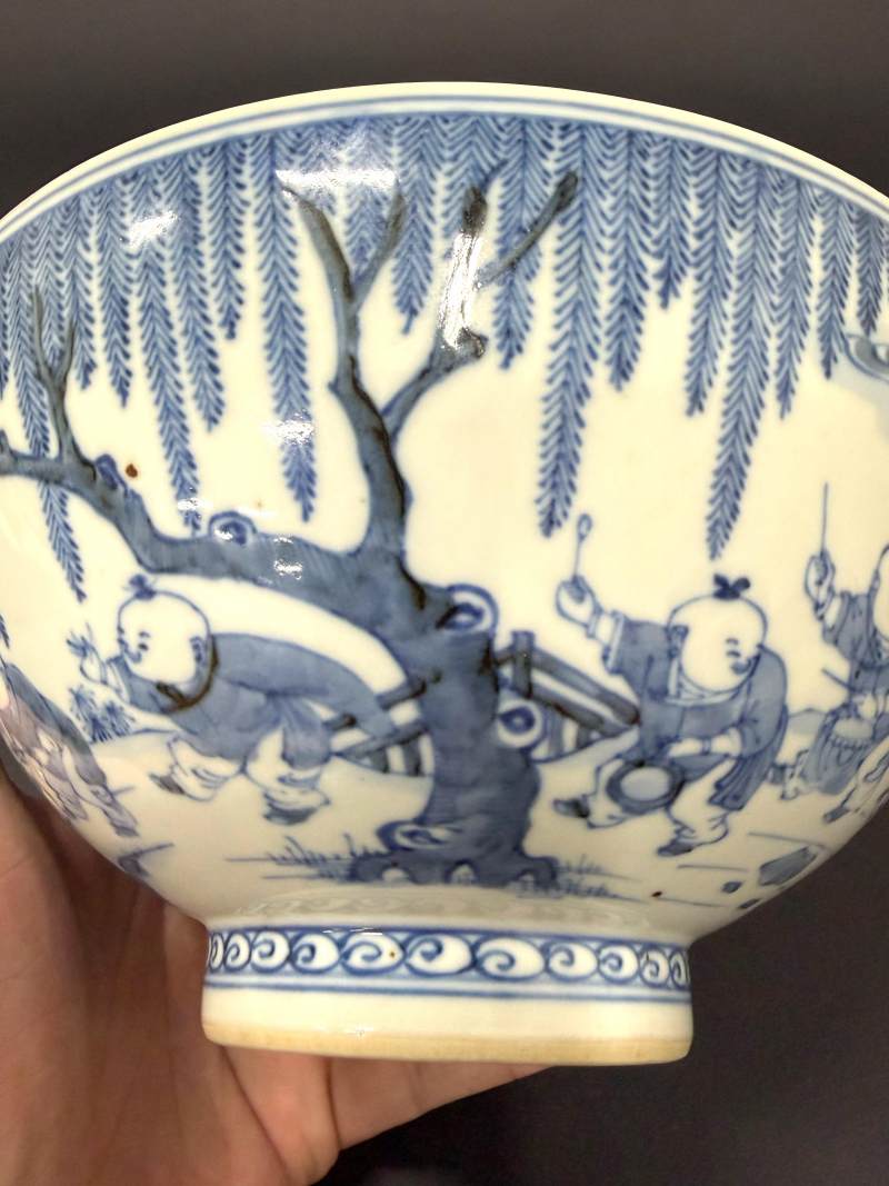 清初 青花婴戏图碗 - 图12