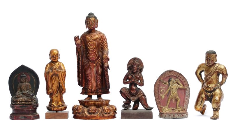 Six various Buddhist figures
