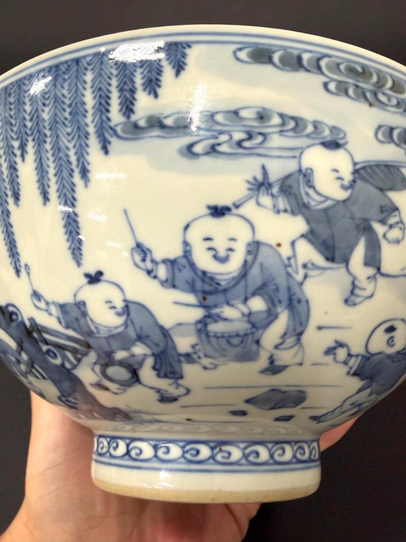 清初 青花婴戏图碗 - 图13