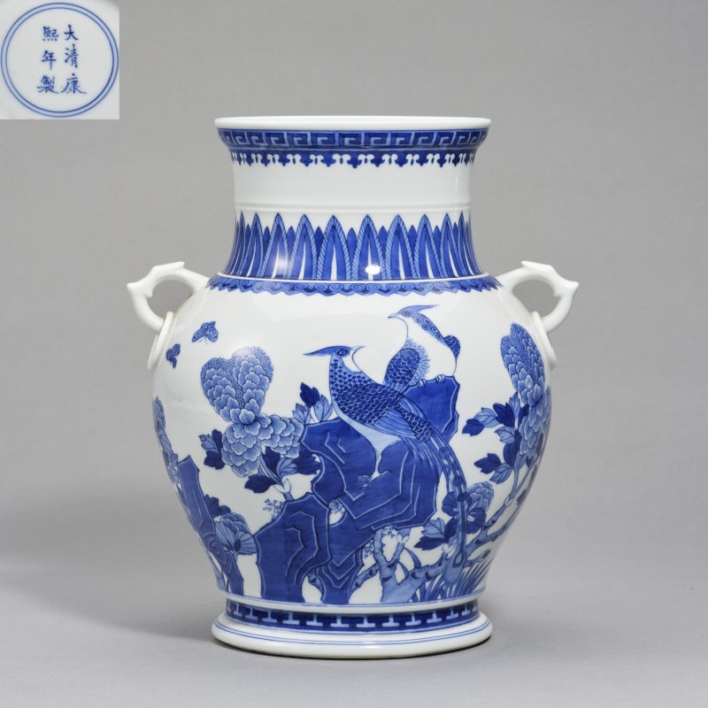 20世纪60-70年代 青花花鸟纹尊 - 图1