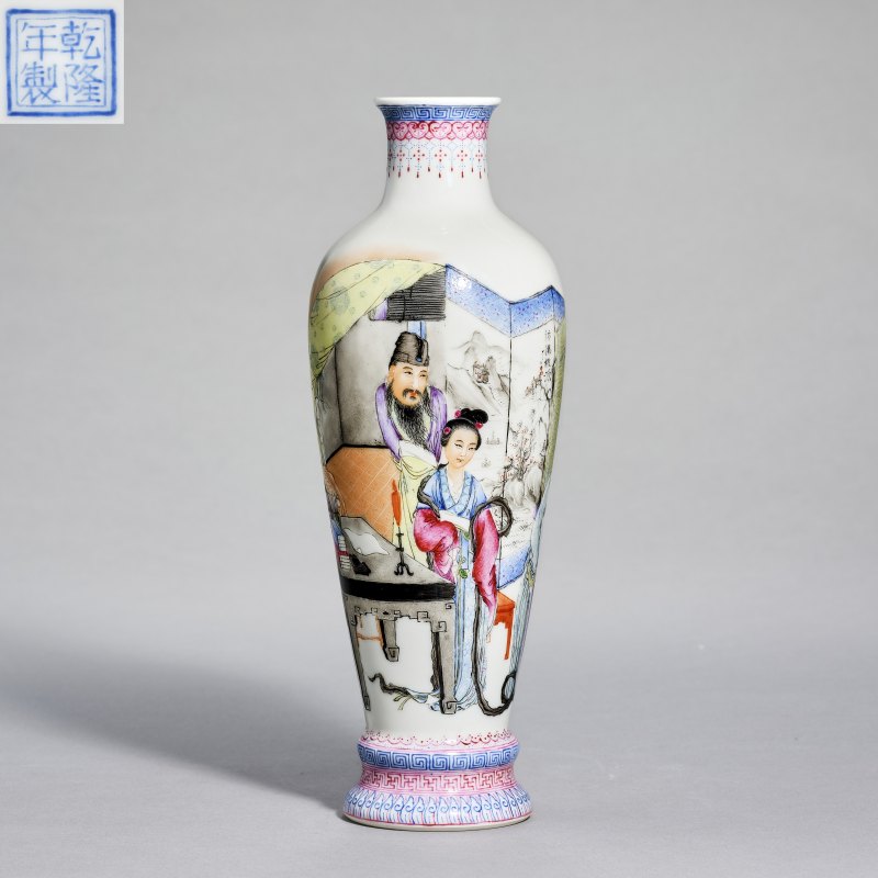 民国 粉彩仕女瓶 - 图1