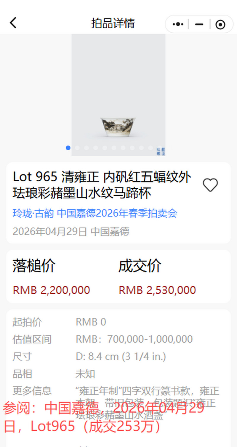 清中期 粉彩高士图马蹄杯 - 图18