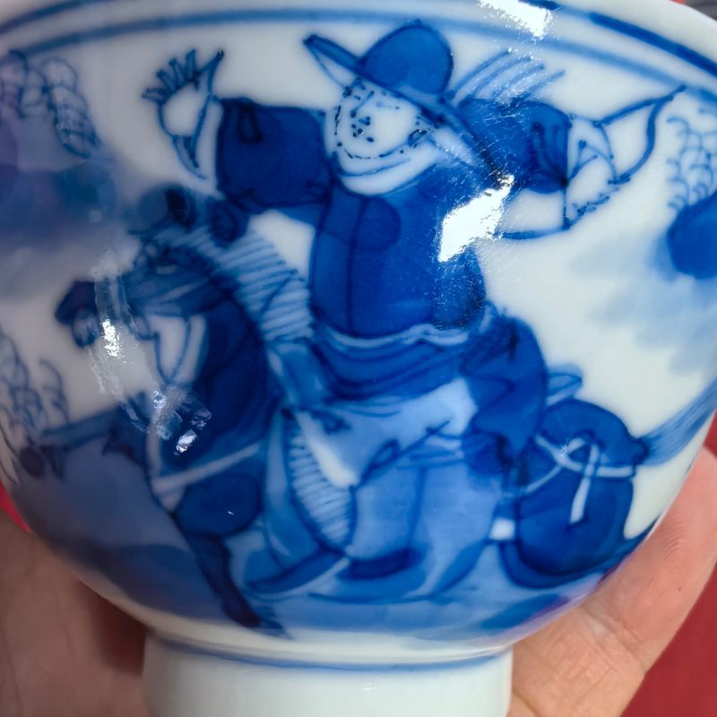 清晚期 青花狩猎图杯 - 图11