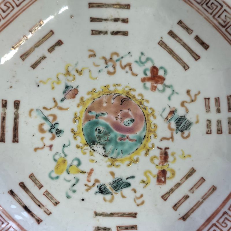 清同治 粉彩八卦纹供盘 - 图5
